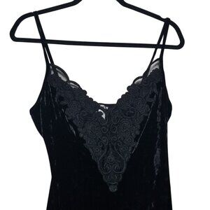 Embroidered Women's Black Velvet Y2K Whimsigoth Witchy Dark Romantic Cami Sz S